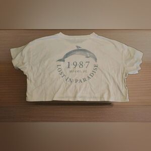 Women's Cream Dolphin Graphic Crop Top